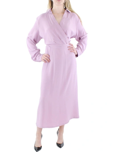 Lauren Ralph Lauren Womens Georgette Solid Midi Dress In Purple