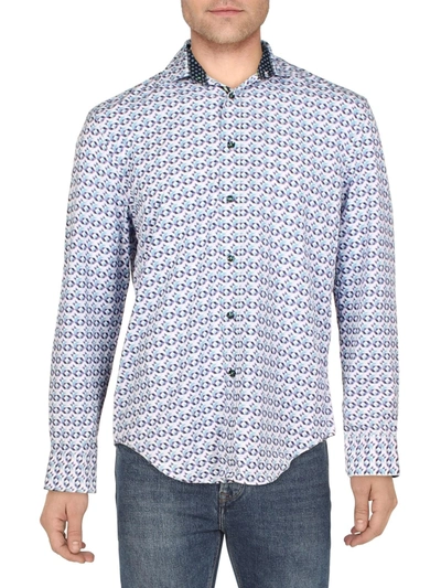Society Of Threads Mens Geometric Collared Button-down Shirt In Purple