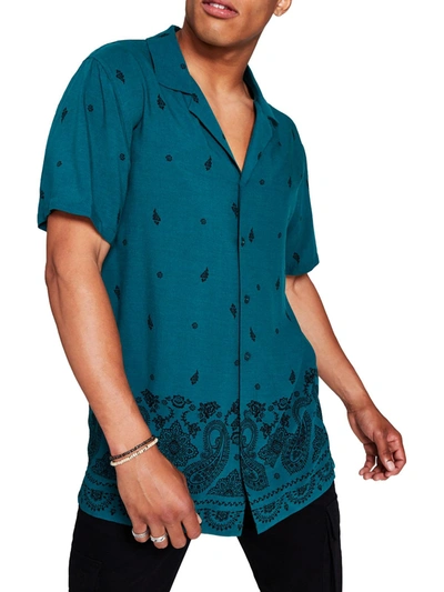 And Now This Mens Woven Paisley Button-down Shirt In Blue