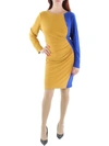Kasper Womens Colorblocked Polyester Wear To Work Dress In Beige