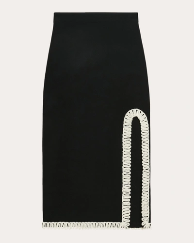 By Malene Birger Gabie Embroidered Midi Skirt In Black