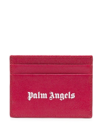 Palm Angels Logo-print Calrdholder In Burgundy White