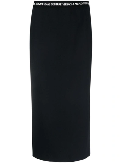 Versace Jeans Couture Black Bonded Midi Skirt