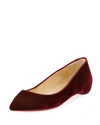 CHRISTIAN LOUBOUTIN PIGALLE FOLLIES VELVET RED SOLE FLAT,PROD129560225