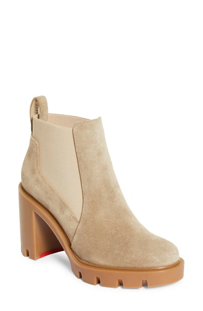 Christian Louboutin Women's Marchacroche 100mm Suede Ankle Booties In Natural
