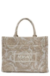 Versace Athena Large Jacquard Tote Bag In Beige