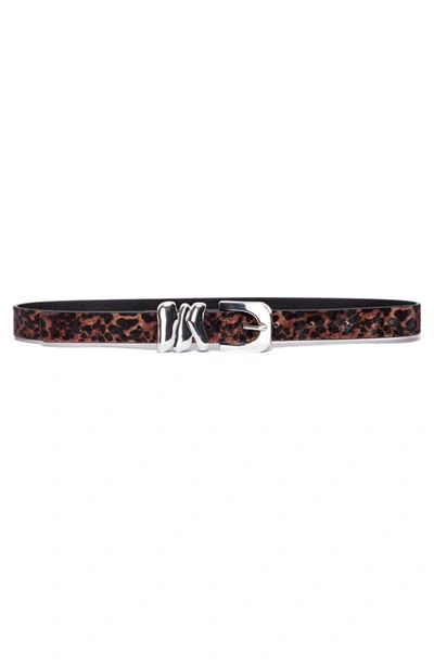 Frame Leopard-print Leather Belt In Brown