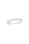 Simona Sterling Silver Intertwined Diamond Band Ring In Silver