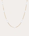 POPPY FINCH WOMEN'S PEARL BOX CHAIN STATION NECKLACE