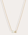 POPPY FINCH WOMEN'S BABY PEARL & GOLD BALL DUO PENDANT NECKLACE