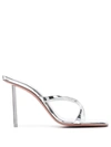 Amina Muaddi Silver Adriana Slipper Heeled Sandals In Silver