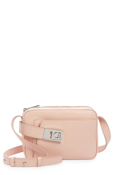 Ferragamo Archive Cc Leather Crossbody In Nylund Pink/silver