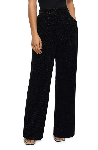 River Island Sparkle Slim Fit Velvet Trousers In Black