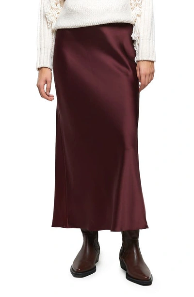 River Island Easy Bias Cut Satin Maxi Skirt In Brown