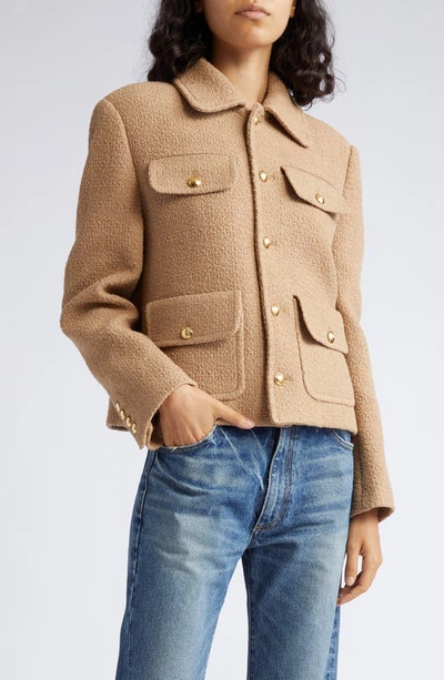 Nili Lotan Paloma Pocket-detailed Cotton-blend Jacket In Camel