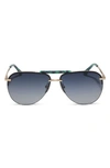 Diff Tahoe 62mm Polarized Gradient Oversize Aviator Sunglasses In Grey Gradient