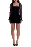 House Of Cb Syana Sheer Juliet Sleeve Minidress In Black