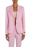 Versace Informal Tailored Wool Blazer Jacket In Light Pink