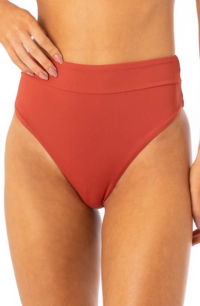 Maaji Suzy Q Reversible High Waist Bikini Bottoms In Red