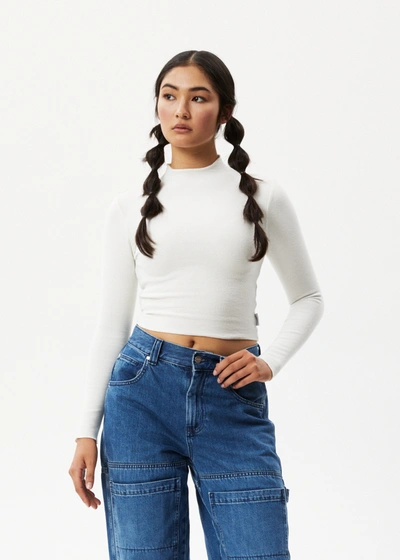 Afends Organic Long Sleeve Rib Top In White