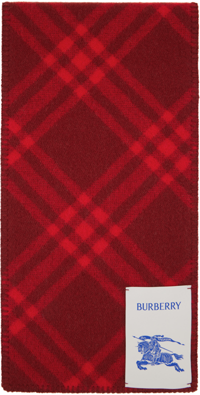 Burberry Vintage Check Wool Scarf In Red