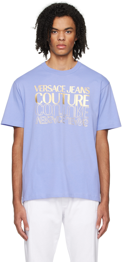 Versace Jeans Couture Blue Bonded T-shirt In Eg26 Bonnie Light Bl
