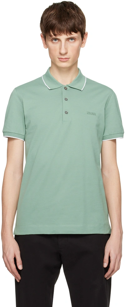 Zegna Green Three-button Polo In V04