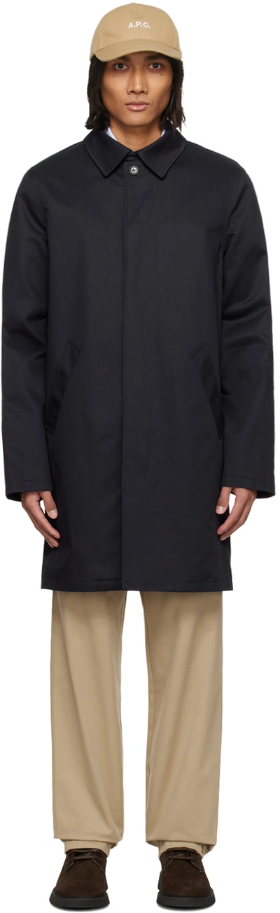 Apc Navy Urban Coat In Iak Dark Navy