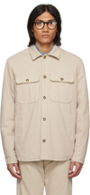 Apc Long Sleeved Buttoned Overshirt In Bae Taupe