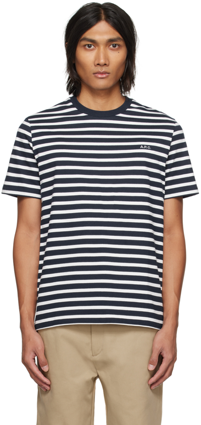 A.p.c. Emilien Logo-embroidered Striped Cotton-jersey T-shirt In Multi-colored
