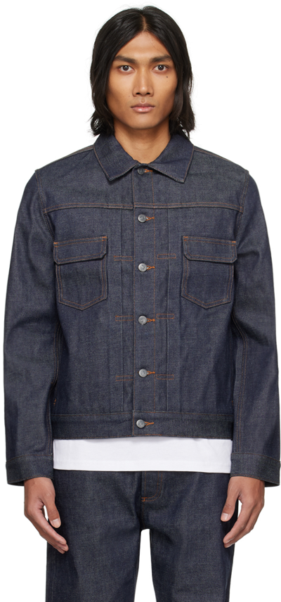 Apc Indigo Stitching Denim Jacket In Iai Indigo