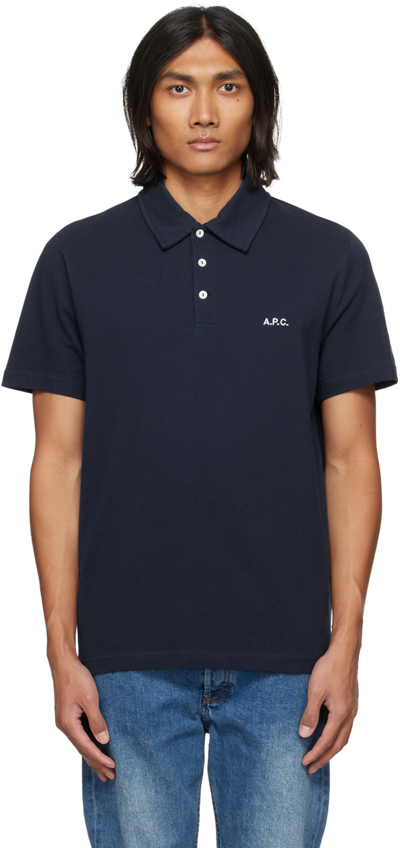 A.p.c. Austin Polo Shirt With Logo Embroidery In Blue