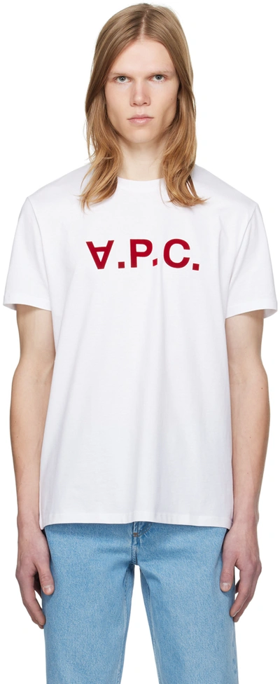 Apc White Vpc T-shirt In Tab Blanc Rouge