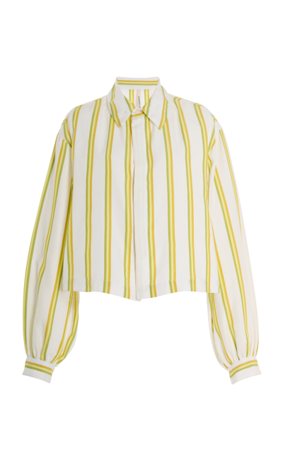 Marrakshi Life Exclusive Cropped Cotton-blend Shirt In Stripe