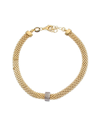 Meshmerise 18k Over Silver 0.06 Ct. Tw. Diamond Bracelet In Gold