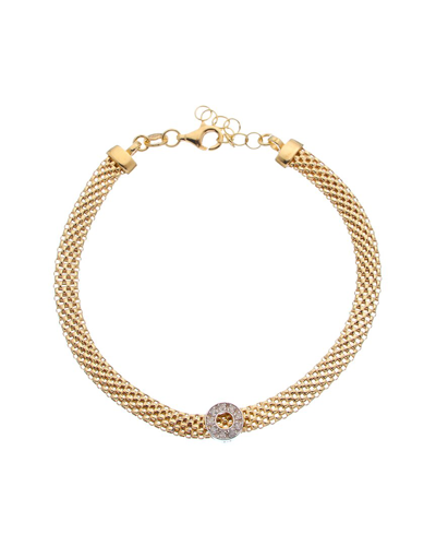 Meshmerise 18k Over Silver 0.10 Ct. Tw. Diamond Bracelet In Gold
