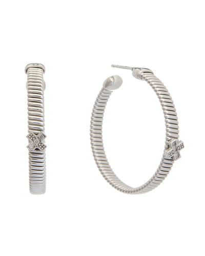 Meshmerise 18k Over Silver 0.06 Ct. Tw. Diamond Earrings In Metallic