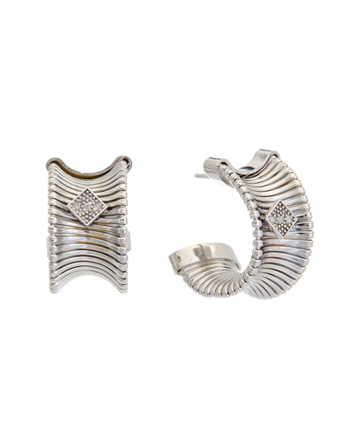 Meshmerise 18k Over Silver 0.06 Ct. Tw. Diamond Earrings In Metallic