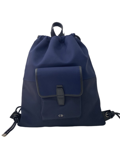 Dior Blue Canvas Backpack In Black