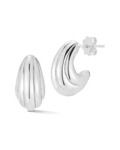 Sphera Milano Silver Hollow Ribbed J Hoops In Metallic