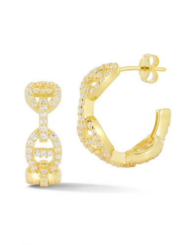 Sphera Milano 14k Over Silver Cz Mariner Hoops In Gold