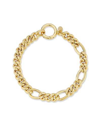 Sphera Milano 14k Over Silver Bold Curb X Figaro Bracelet In Gold