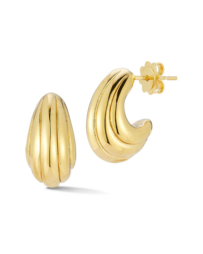 Sphera Milano 14k Over Silver Hollow Ribbed J Hoops In Gold
