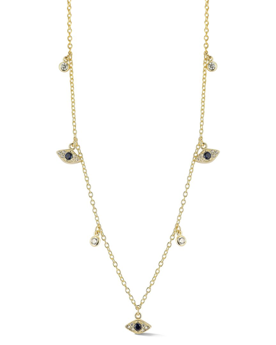 Sphera Milano 14k Over Silver Cz Eye Charm Choker Necklace In Gold