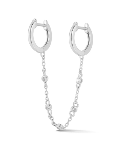 Sphera Milano Silver Cz Double Piercing Earrings In Metallic