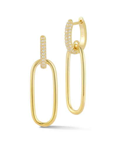 Sphera Milano 14k Over Silver Cz Link Drop Earrings In Gold