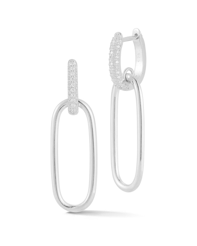 Sphera Milano Silver Cz Link Drop Earrings In Metallic