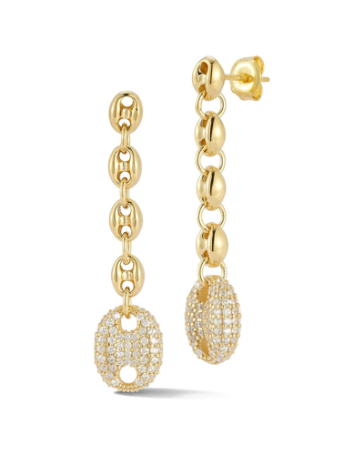 Sphera Milano 14k Over Silver Cz Pave Mariner Drop Earrings In Gold