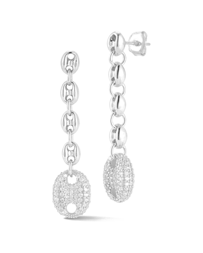 Sphera Milano Silver Cz Pave Mariner Drop Earrings In Metallic