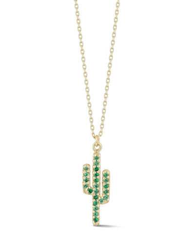 Ember Fine Jewelry 14k Peridot Cactus Necklace In Green